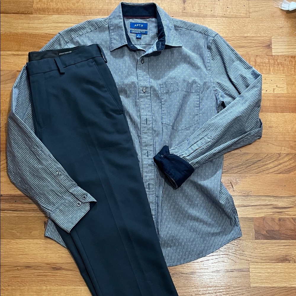 Apt. 9 Pinstripe Shirt and Dark Trousers Set